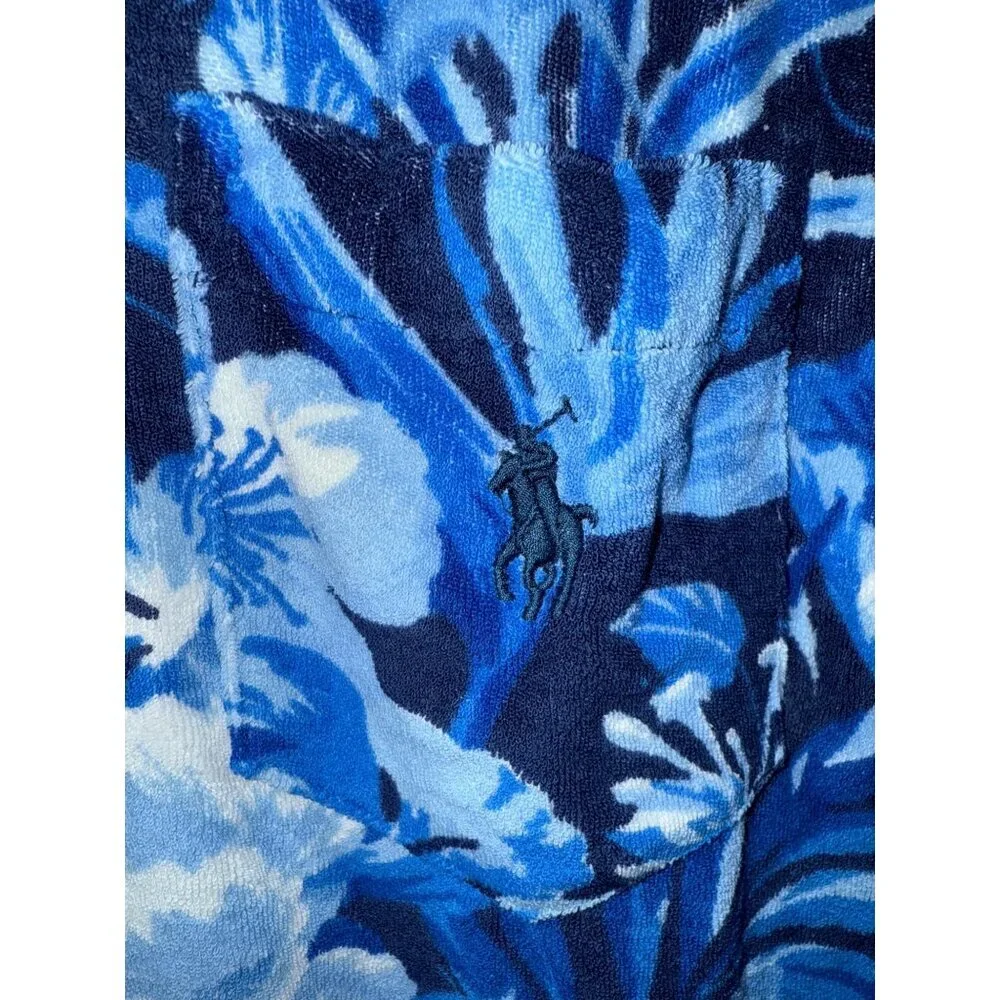 Polo Ralph Lauren Men's Camp Shirt Slim Fit Floral Blue Button Pocket XL